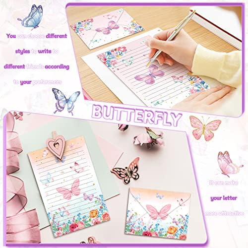 TaoBary 160 Pcs Watercolor Butterfly Stationery Paper and Envelopes Set