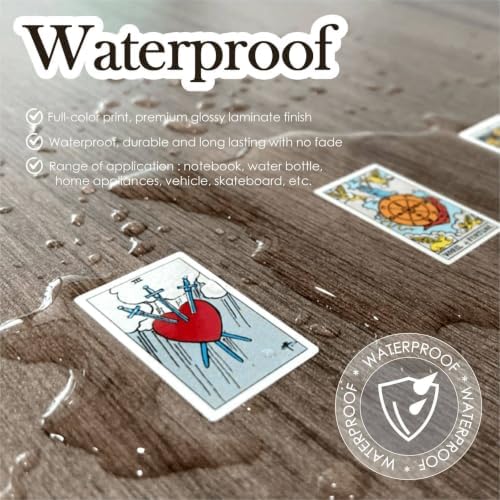 Joyppy Mini Tarot Stickers for Journaling – 1008 PCS Rider Waite Tarot Card Sticker Set,1.25" x 0.78", Waterproof Glossy Vinyl for Planner, Scrapbooking & DIY Crafts, Includes 4 Cheat Sheets
