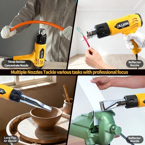 1800W Heat Gun, 100℉ to 1200℉ Heat Shrink Gun with 4 Nozzles
