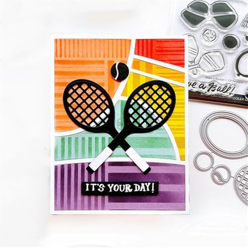 Patchwork Tennis Racket and Ball Metal Cutting Dies for Card Making