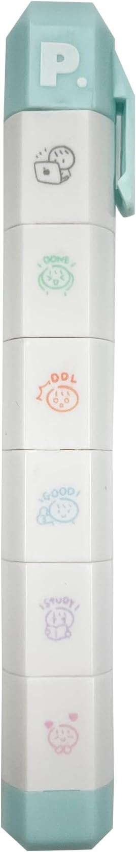6-in-1 Retractable Pre-Inked Pen Roller Stamp – Task & Study Theme Self-Inking Stamp Set Includes DDL Deadline, Good, Study, Love, Work, Task – Rotatable Detachable Design for Students, Planners