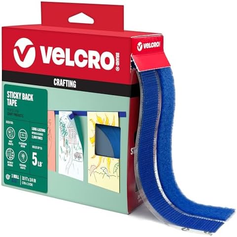 VELCRO Brand Colors | Blue Sticky Back Tape | 10ft Roll with Adhesive, Cut Strips to Length | Mount Classroom Décor, Create Seasonal Craft Projects | Organize Home or Office