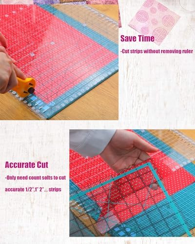 Quilting Ruler- 12.5 * 12.5" Slotted Rulers for Quilting and Sewing Quilt Strip Rulers for Fabric Precise Cutting