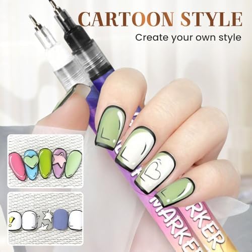 12 Colors Nail Art Pens Set, Nail Art Markers Polish Pen for 3D Nail Art, Drawing Painting Liner Brush for DIY Nail Art Beauty Adorn Manicure Tool (24 colors)