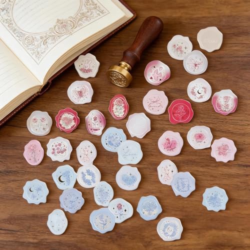 Pre-Made PVC Envelope Seal Stickers, Waterproof Self-Adhesive Stickers for Wedding Invitations, Birthday Gift Wrapping, Scrapbook & Journal Decoration (60PCS Rose Theme)