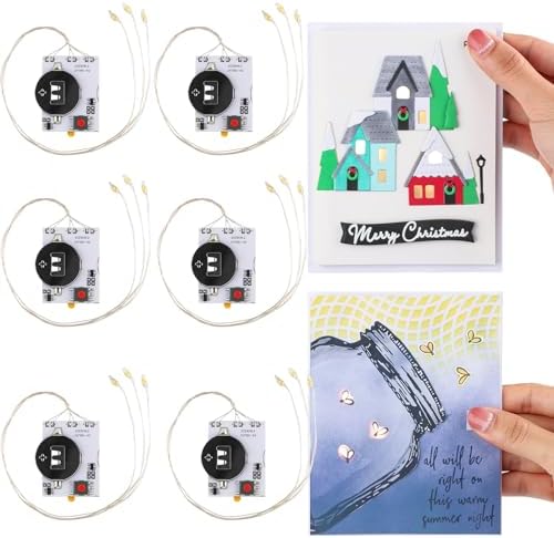Self-Adhesive Light-Up Units with Warm White LEDs for Card Making,6PCS Light Units with 3LEDs Easy Lights for Making Light-Up Cards,Add Lights to Handmade Shaker Cards,Scrapbook Page Without Battery