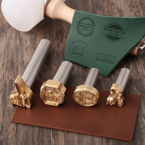 Terwex Custom Leather Stamp, Personalized Leather Letter Stamping with Your Unique Logo Text, Metal Leather Stamps Embossing Hammer Press Leathercrafting Tools, Dad Husband Boyfriend Handmade Gifts