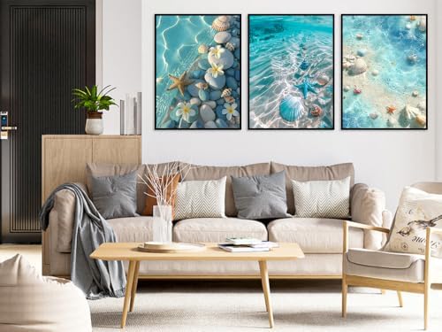 Benjenes 3Pack Diamond Art Kits for Adults, Ocean Diamond Painting Kits