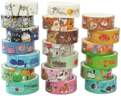 20 Rolls Cute Animals Washi Tape Set