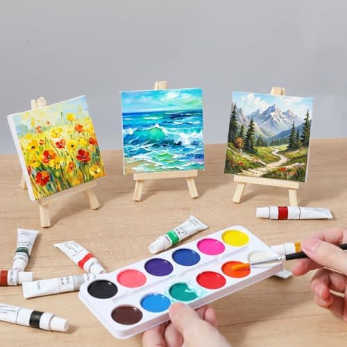 40 Pack 6“ Mini Wood Display Easel, Natural Wooden Small Easel Stand for Signs, Small Canvases, Table Display, Pictures, Photos, Wedding Place Cards, Crafts and Other Smaller Projects