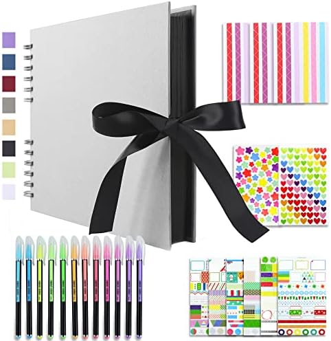 Vienrose Scrapbook Album 80 Pages 11x8 Inch Black | Kraft Paper, Diy Photo Album With Accessories, Memory Book, Wedding Birthday Travel Valentine
