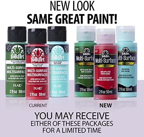 FolkArt Multi Surface Acrylic Paint Set Pastel Colors, Count, 2 Fl Oz (Pack of 16)