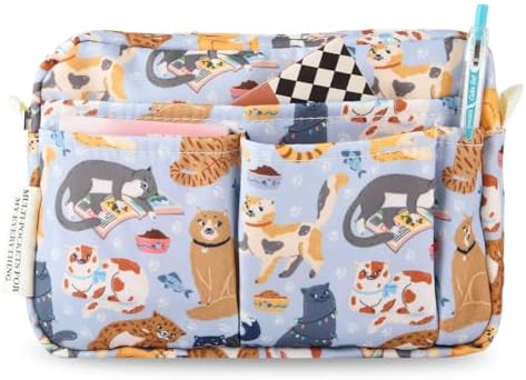 Multiple Pockets Portfolio Organizer with Zippered,Storage Pencil Pouch Bag