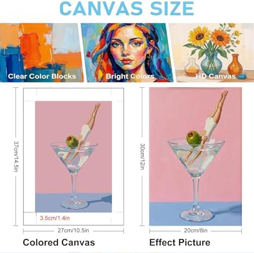 MXCFZX 6 Pack Paint by Numbers Kit for Adults Beginner, Cocktail Adult Paint by Number Kits on Canvas Without Frame, Cocktail DIY Acrylic Oil Number Painting Kits for Gift Home Decor 8x12 Inch