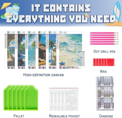 DOTSOPS 5D Beach Diamond Painting Kits for Adults Round Diamond Art Kits