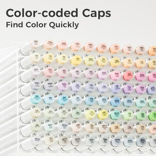 Ohuhu Alcohol Markers 96 Pastel Colors Brush& Fine for Adults Coloring