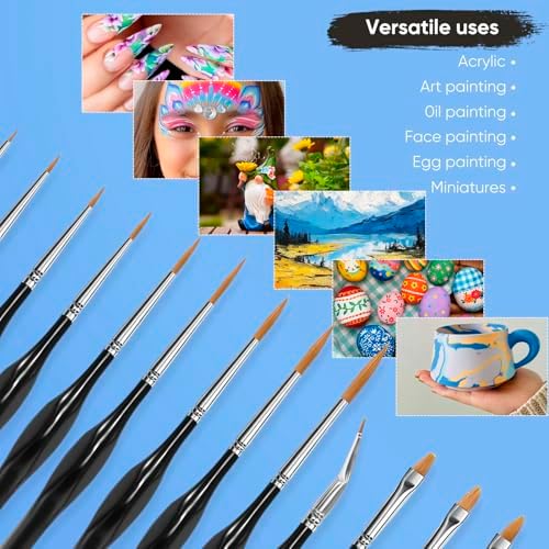 Detail Paint Brushes Set 15PCS, Miniature Paint Brushes - Fine Detailing, for Model Painting, Acrylic/Oil/Watercolor, Face