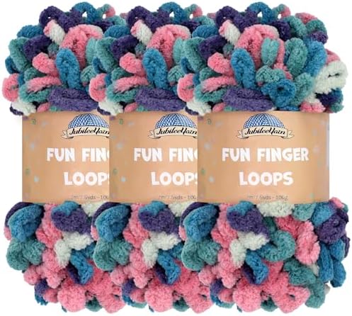 JubileeYarn Fun Finger Loops Yarn - 100g/Skein Jumbo Polyester - Iynx - 3 Skeins