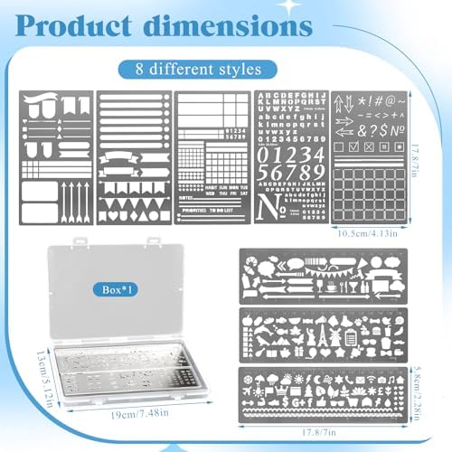 8 Pcs Metal Journal Stencils, Stainless Steel Planner Templates
