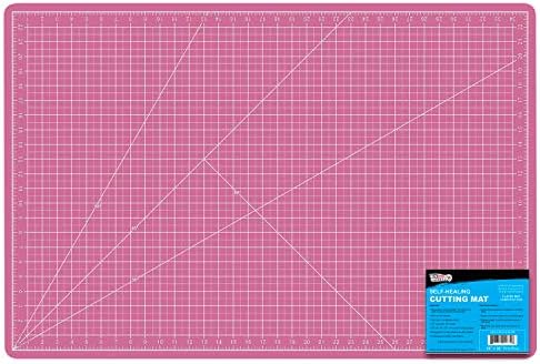 U.S. Art Supply 24"x36" Self-Healing Cutting Mat 5-Ply Pink/Blue