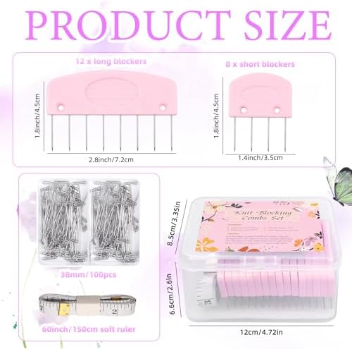 120 Pcs Knit Blocking Combs and Pins Set for Blocking Knitting Crochet