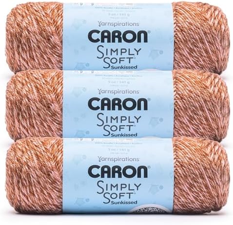 Caron Simply Soft Sunkissed Yarn for Crocheting, Fig Tonal, 3-Pack