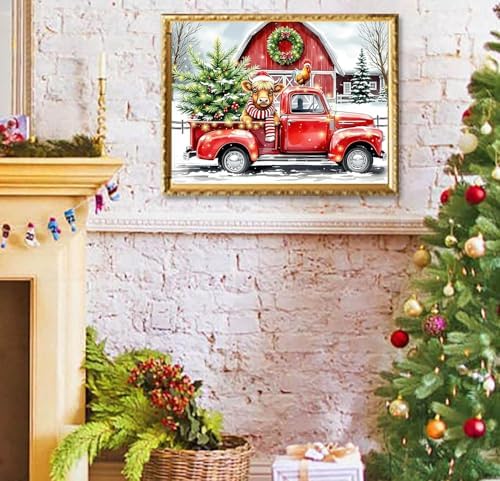 ijbnhd Christmas Truck Diamond Art Kits for Adults 16x12inch