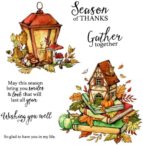 Lamp House Thanksgiving Clear Stamps and Die Cuts Sets for DIY Card Making