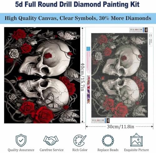 Skull Couple Diamond Art Kits for Adults, Gothic Love Diamond Painting