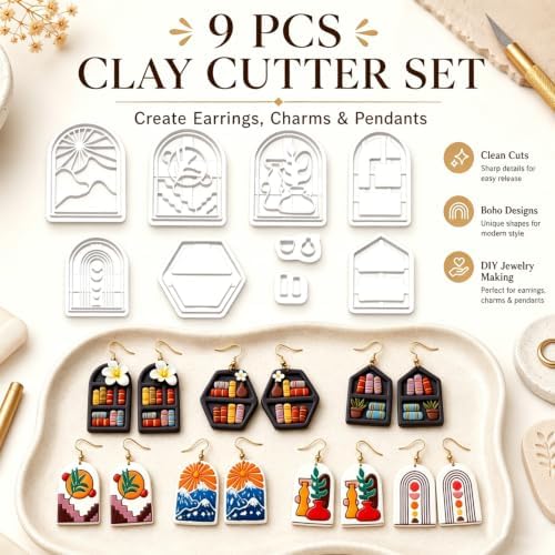 9Pcs Boho Arch Clay Earring Cutters