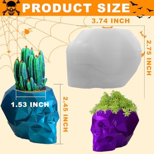 Skull Resin Mold, Diamond-Cut Surface Halloween Skull Head Mold