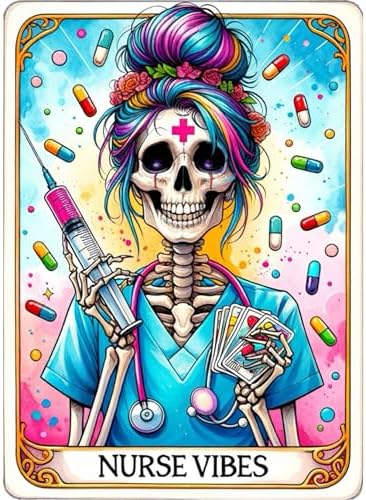 GOUOYANA Paint By Numbers Kit for Adults-Skull Nurse Vibes Funny Canvas | Adult Paint by Number Kits on Canvas for Painting DIY Skull NURSE VIBES Painting Art by Numbers for Home Wall Art Gift12X16in