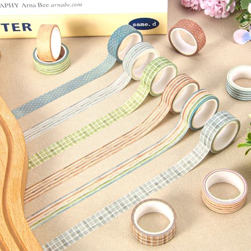 AnyDesign 12 Rolls Vintage Washi Tape Set Watercolor Earth Tone
