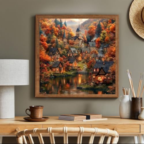 ARPADAMO Autumn Lake Town Diamond Art Kit for Adult Diamond Painting14x14in