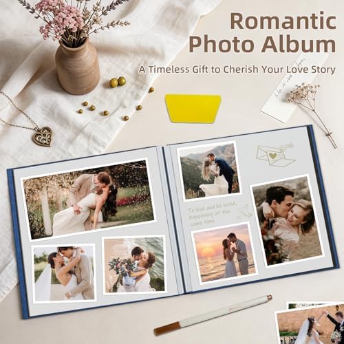 Popotop Photo Album Self Adhesive Scrapbook Album for 4x6 5x7 8x10 Pictures DIY Photo Book as Scrapbooking Supplies Kits, Birthday Gifts for Women Mom Wedding Baby Family Travel