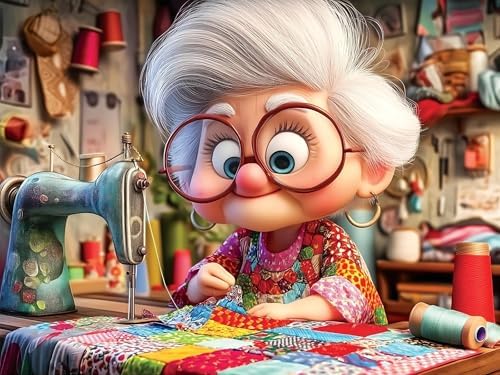 XUCNWL Diamond Art Kits for Adults,Sewing Machine Grandma Diamond Painting