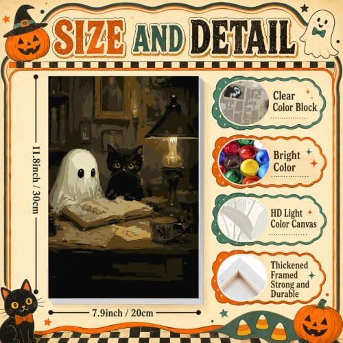 Halloween Paint by Numbers Kit for Adults Framed with Easel, 8x12 in