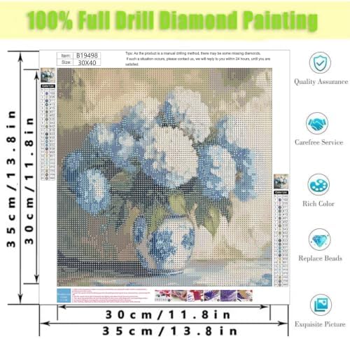Diamond Art Kits for Adults,Vintage Hydrangea Diamond Painting Kits 14X14In