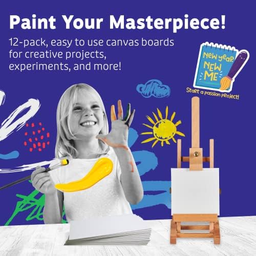 Artlicious Small Canvases for Painting - Pack of 12, 5 x 5 Inch Blank White Canvas Boards - 100% Cotton Art Panels Mini Canvas Bulk for Oil, Acrylic & Watercolor Small Canvas for Painting