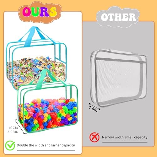YOPCDJ 8 Packs 8 Colors Toy Storage Bags, Reusable Clear PVC Board Game Storage, Toy Organizers and Storage Bags with Zipper for Building Blocks, Puzzle and Handmade Accessories, Clear Toiletry Bag