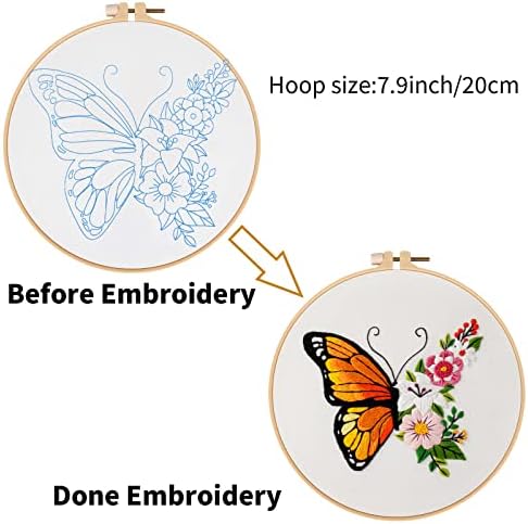 Louise Maelys Floral Butterfly Embroidery Kit for Beginners Nature Craft