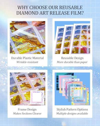 ForeverYoung Reusable Diamond Art Release Film 30 PCS Dreamy Plaid