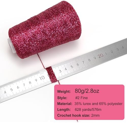 Metallic Crochet Thread, 80g Lurex Yarn for Charms(Violet)