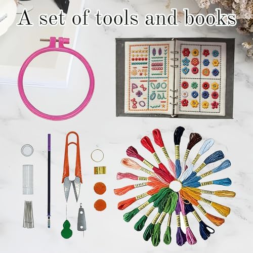 2026 New Embroidery Book Kit Embroidery Book Including a Complete Toolkit and Instructional Tutorial Embroidery Kit for Beginners and DIY Craft Lovers (1 Piece Set)