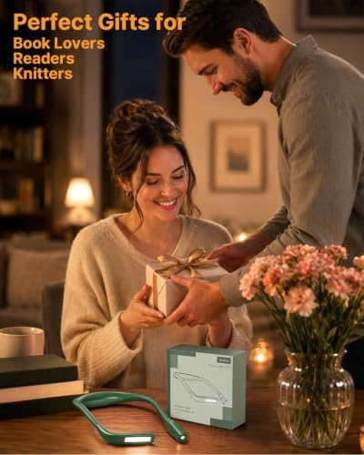 Neck Reading Light, 80-hr Lasting Rechargeable Book Light Wide Lamp