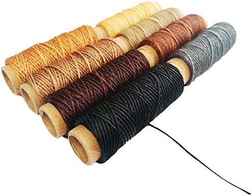 JANYUN 264 Yards 150D Leather Sewing Waxed Thread Cord for Leather Craft DIY 1mm Diameter 8 Colors Sewing Thread Cord,Each of 33 Yards (Color A)
