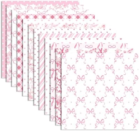 Preppy Pink Bow Scrapbook Paper Watercolor Flower Pattern Paper 12×12,24 Sheets Double-Sided CardStock Papers Pad for Junk Journal, Decoupage, Card Making, Scrapbooking, DIY Home Decor .
