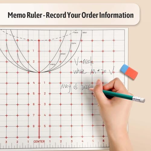TransOurDream Heat Transfer Paper Supplies 16" Large Cuttable Alignment Ruler Reusable Direct Heat Resistant Tshirt Ruler Guide 5-Pack, Special/V-Neck/Round Vinyl Centering Tool, S-5XL Adult Youth