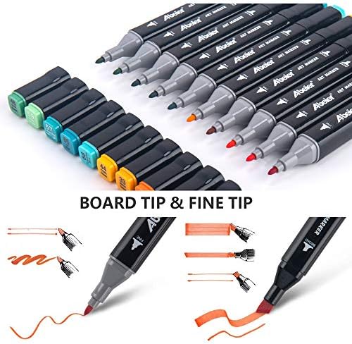 ABEIER 80 Colors Alcohol Based Markers, Dual Tip Drawing Markers Set, plus 1 Colorless Blender Pen, Permanent Sketch Animation Marker for adults, Plumones, Coloring and Artist Illustration