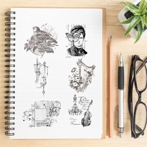 50PCS Vintage French Aesthetic Scrapbook Stickers – Clear Retro Paris Floral Postage Stickers for Journals, Card Making, Planners Diary Decoration